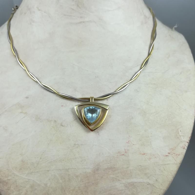 Geflochtene Aquamarin Kette